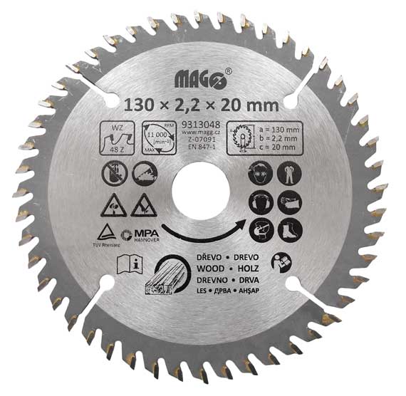 Pilový kotouč 130x2,2x20mm/48 zubů - střídavě šikmé