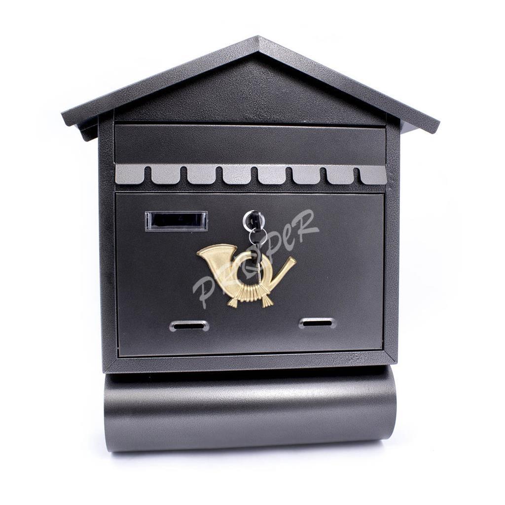 PROPER Schránka poštovní domeček s válcem šedá