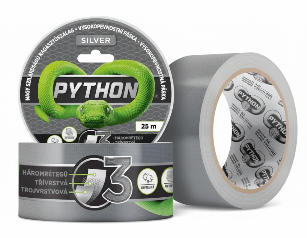 PYTHON Páska vysokopevnostní Tri-layer® 10m stříbrná