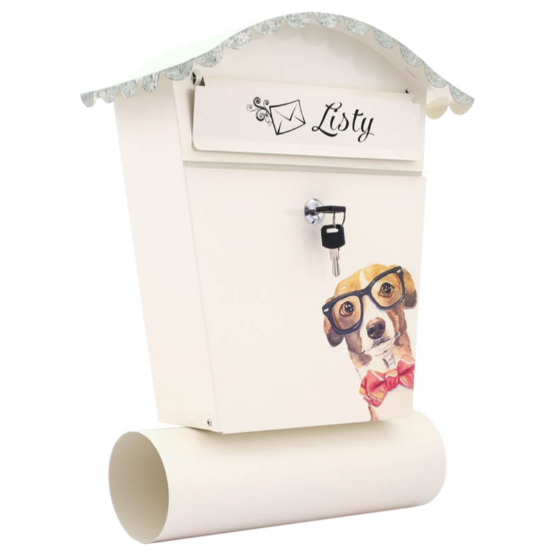 Proper Schránka s válcem poštovní ručně malovaná pes PRO4