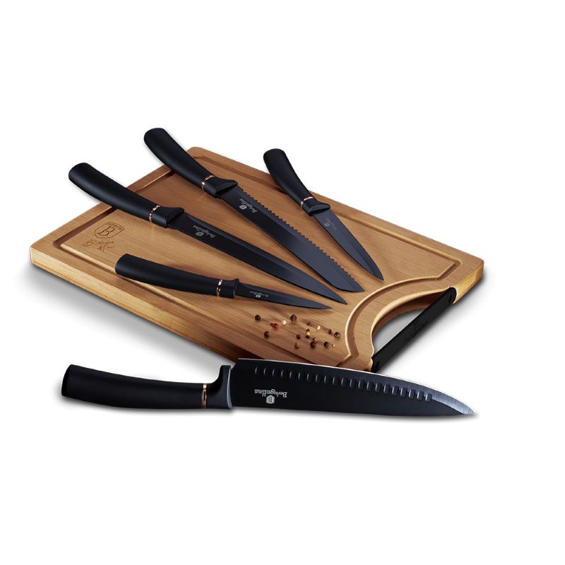 BLAUMANN - Sada nožů 5ks + deska BLACK ROSE, BH-2550