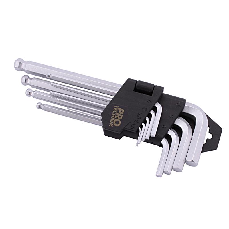 Klíče imbus s kuličkou prodloužené 1,5-10mm 9d Cr.V PRO-TECHNIK